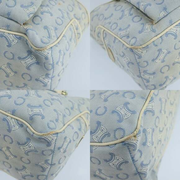 CELINE C Macadam Canvas Hand Bag Light Blue - Picture 10 of 13